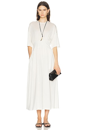 Toteme Cotton Silk Tee Dress in Ivory