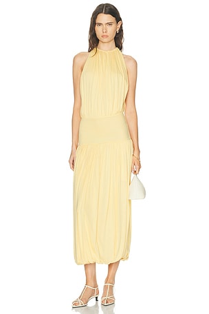 Toteme Soft Gathered Dress in Lemon