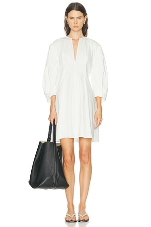 Toteme Balloon Sleeve Cotton Dress in White