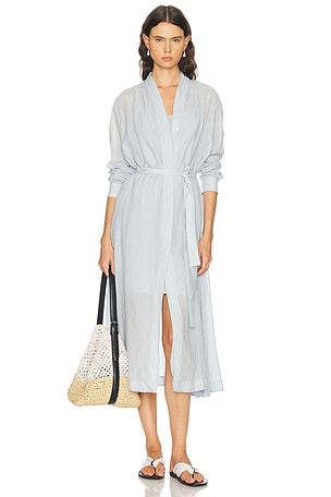 Toteme Belted Cotton Voile Dress in Baby Blue