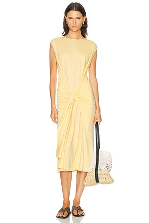Toteme Tie Waist Jersey Dress in Yellow