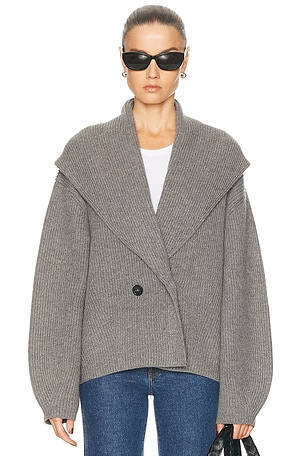 Toteme Shawl Lapel Cardigan in Grey