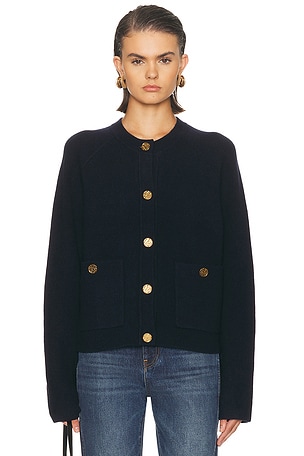 Toteme Hammered Button Cardigan in Navy