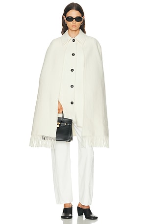 Toteme Fringe Cape Coat in White