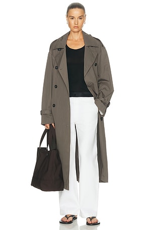 Toteme Crisp Summer Trench Coat in Taupe