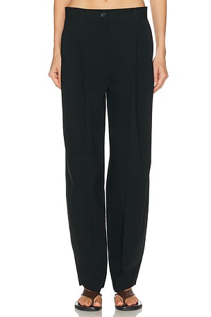 Toteme Single Pleat Cotton Trouser in Black