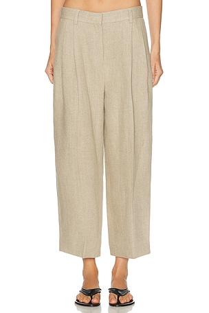 Toteme Double Pleat Linen Trouser in Beige