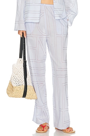 Toteme Monogram Cotton Blend PJ Pant in Baby Blue
