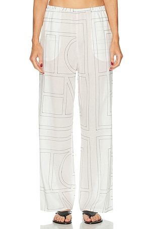 Toteme Monogram Cotton Blend PJ Pant in White