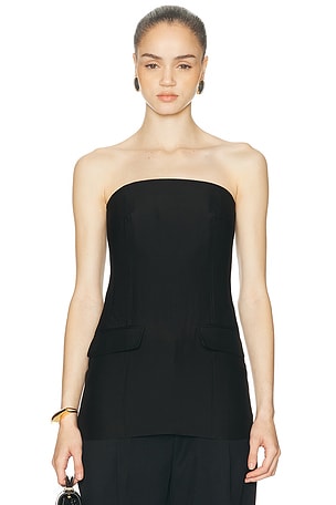 Toteme Strapless Crepe Pocket Top in Black