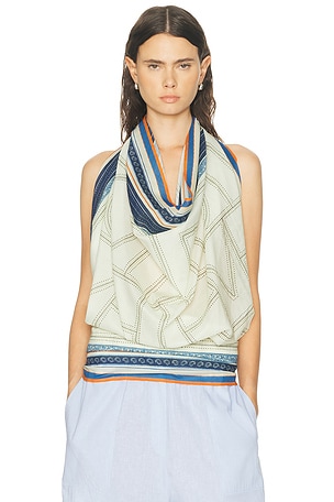 Toteme Collector Scarf Top in Blue,White