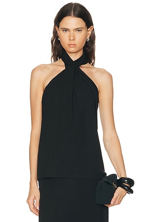 Toteme Twisted Jersey Halter Top in Black
