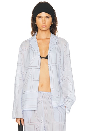 Toteme Monogram Cotton Blend PJ Top in Baby Blue
