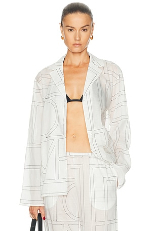 Toteme Monogram Cotton Blend PJ Top in White