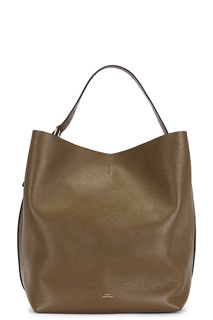 Toteme Belted Grained Leather Tote Bag in Taupe