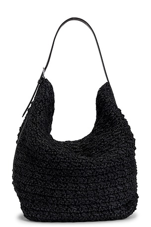 Toteme Belted Raffia Tote Bag in Black