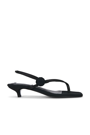 Toteme Slingback Satin Heeled Flip Flop in Black