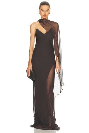 The Sei Cape Cami Slit Gown in Grey