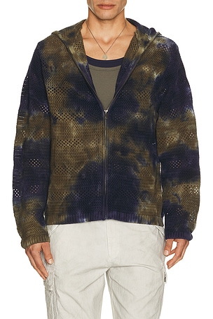thisisneverthat Crochet Knit Zip Hoodie in Green