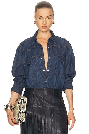 TWP OG Supersized Button Down Top in Blue