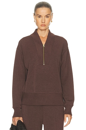 Varley Sally Half Zip Sweater in Chocolate