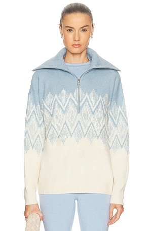 Varley Hedda Fairisle Half Zip Jacket in Baby Blue