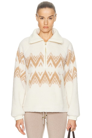 Varley Hendrik Half Zip Sherpa Sweatshirt in Cream