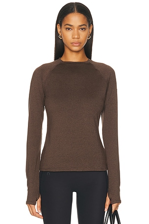 Varley Always Warm Crewneck Base Layer Top in Chocolate