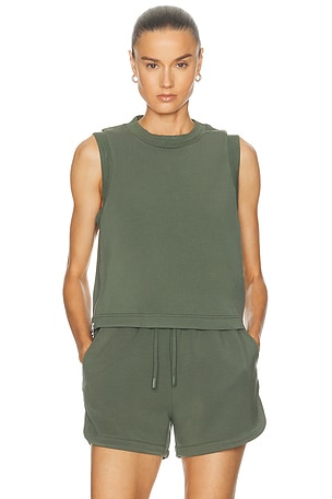 Varley Shea Crop Tank Top in Dark Green