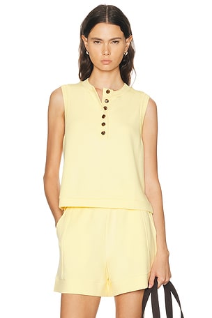 Varley Marla Button Placket Tank Top in Yellow