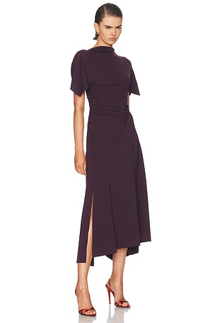 Victoria Beckham Cap Sleeve Dress in Burgundy
