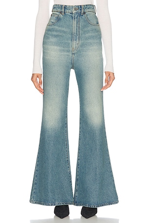Victoria Beckham High Waisted Flare Leg Jeans in Denim-Light