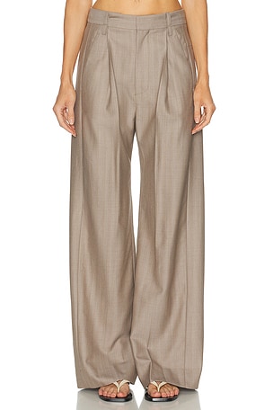 Victoria Beckham Pleated Trouser in Taupe