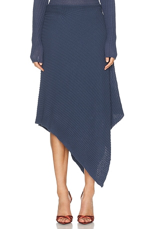 Victoria Beckham Draped Midi Skirt in Navy