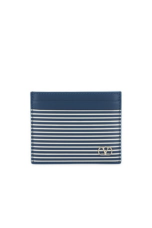 Valentino Garavani Classic Stripe Card Holder in Blue