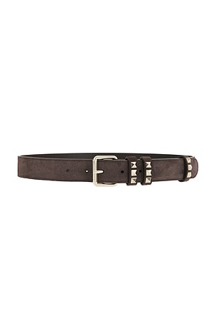Valentino Garavani Rockstud 30 Suede Belt in Brown