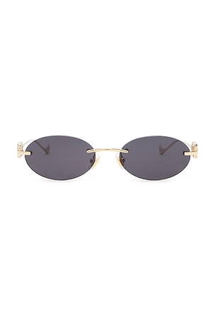 Valentino Garavani Bejewelled Oval Sunglasses in Metallic Gold