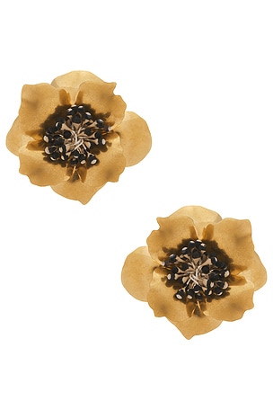 Valentino Garavani Fleur Lumineuse Earrings in Metallic Gold