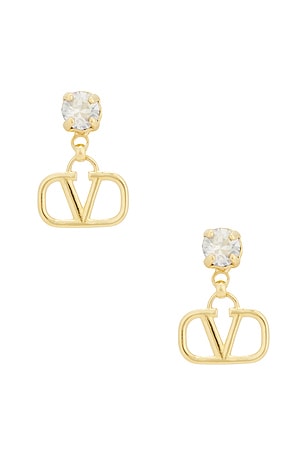 Valentino Garavani VLogo Signature 15mm Pendant Earrings in Metallic Gold