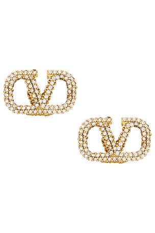 Valentino Garavani VLogo 16.5mm Signature Earrings in Metallic Silver