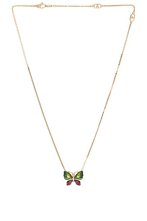 Valentino Garavani Vouloirvoler Butterfly Necklace in Metallic Gold,Green