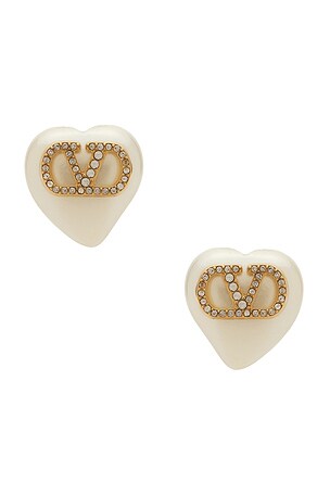 Valentino Garavani V Logo Signature Pearl Earrings in Metallic Gold