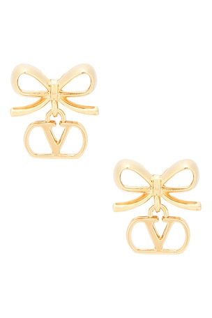 Valentino Garavani V Logo Signature Earrings in Metallic Gold