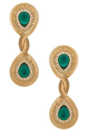 Valentino Garavani Pas Plus Earrings in Metallic Gold,Green