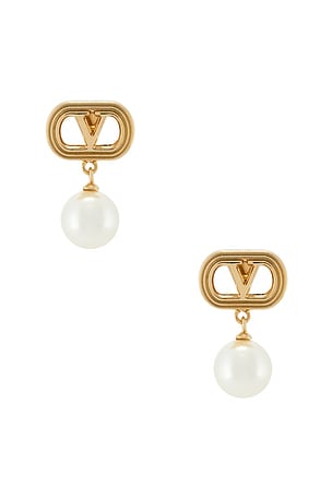 Valentino Garavani Ovalette Earrings in Metallic Gold