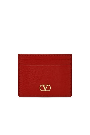 Valentino Garavani V Logo Signature Card Holder in Red