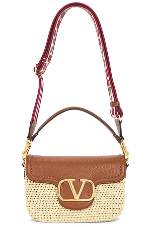 Valentino Garavani Crochet Raffia Alltime Shoulder Bag in Neutral