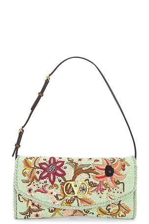 Valentino Garavani Vain Soft Beads Ramage Clutch in Green