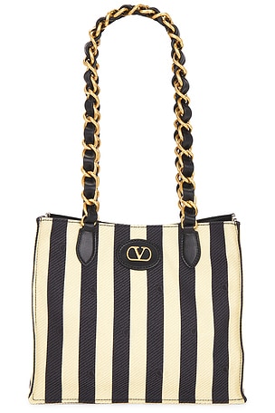 Valentino Garavani Jean Small Tote Bag in Navy,Beige