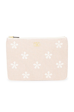 Valentino Garavani V Logo Signature Medium Flat Pouch in Cream